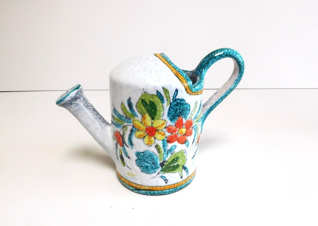 Stunning Majolica Ceramic Handmade and Hand Painted Watering Can, Italy ...