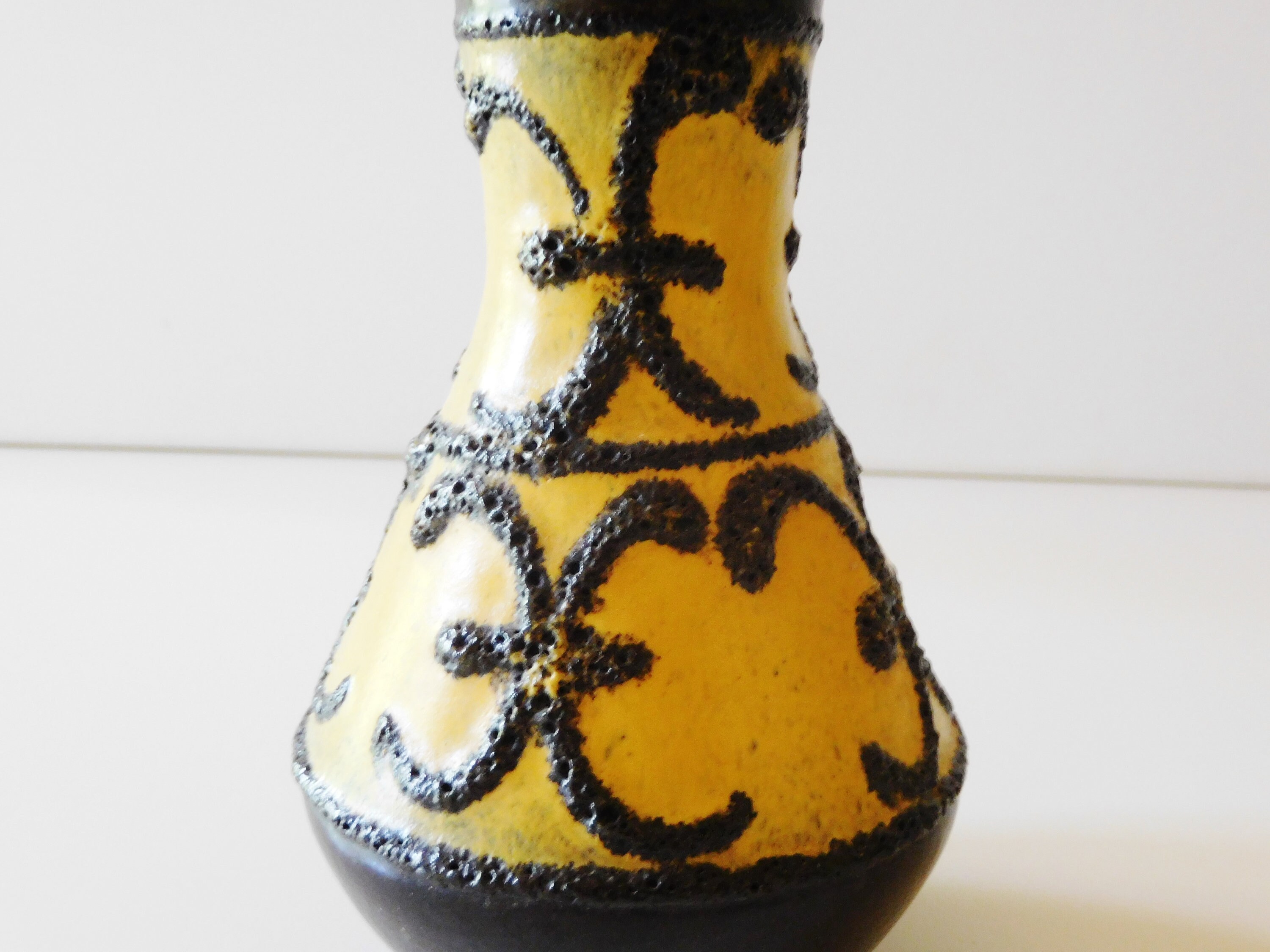 Fohr Keramik / Ceramic Fat Lava Vase, Yellow and Black, West