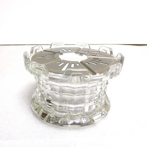 Press glass  food warmer / rechaud / tea warmer, solid heavy glossy glass, West Germany