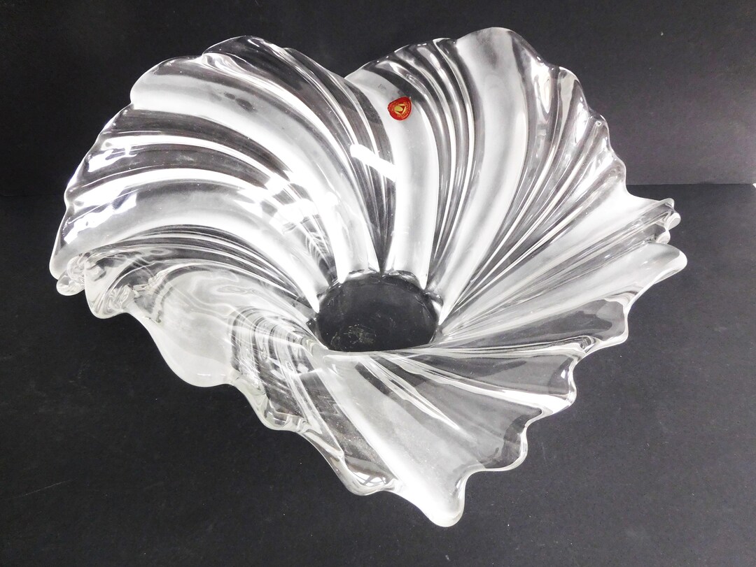 Big and Heavy Walther Glass Bowl in Clear and Frosted