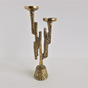 Large and Solid Brass Brutalist candle holder by Horst Dalbeck, Germany