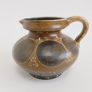 Friedel Thoms studio ceramic vase, Sgraffito decor, West German Pottery, WGP