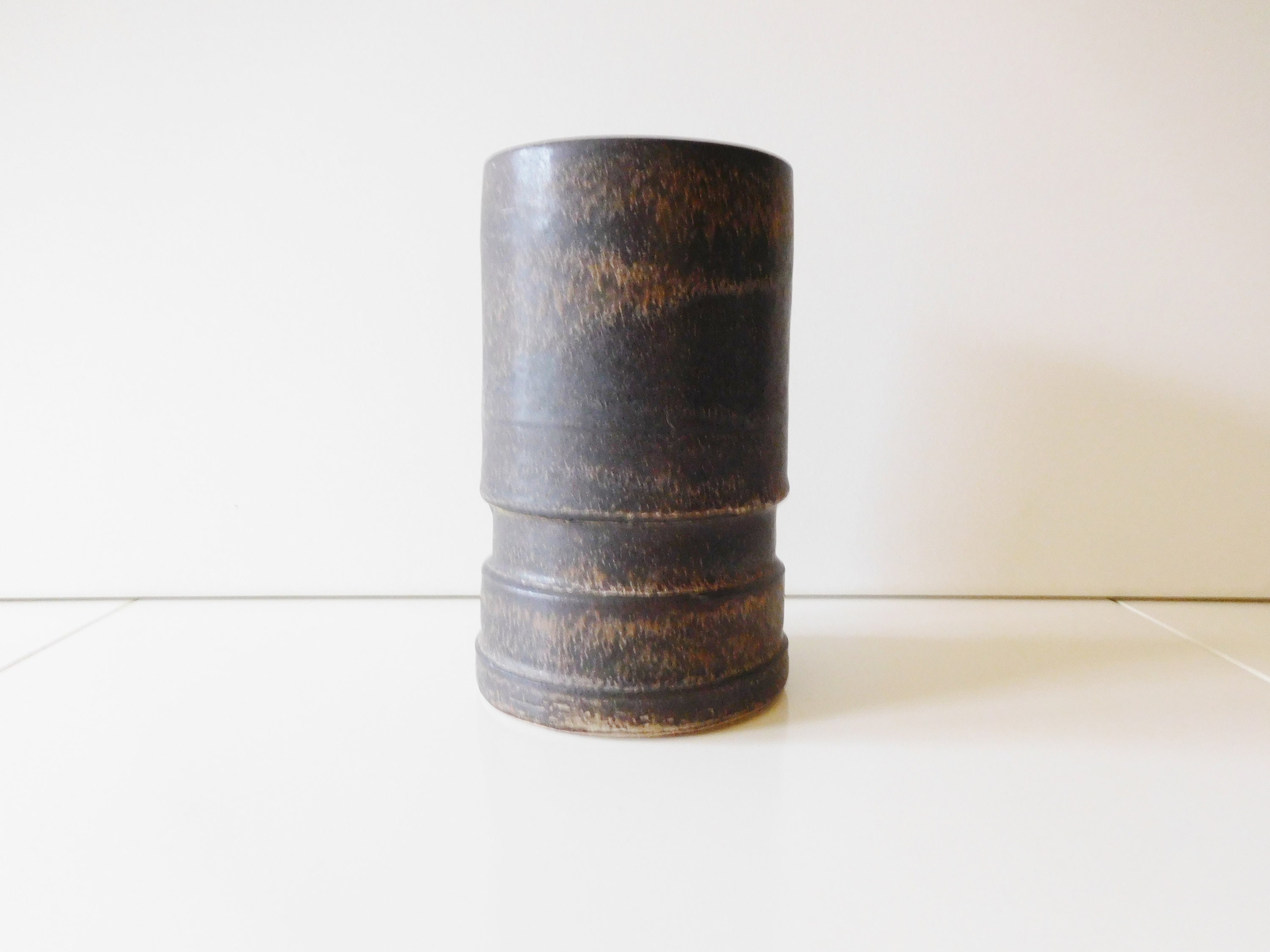 Dutch Loré / Ciro  Beesel ceramic pottery vase, brown and beige semi matte glaze