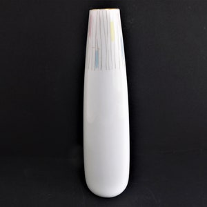 Large Hutschenreuther Selb, white/pink/yellow/blue and gold, porcelain vase, West Germany