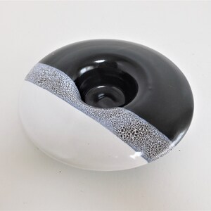 Aage Würtz ceramic Tea Light Holder, white, black and grey,  Denmark