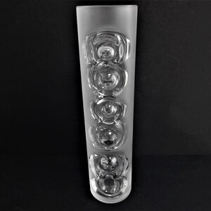 Peill & Putzler 25 cm / 9.8 inch, clear / frosted crystal glass vase, signed, Germany