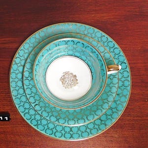 Breakfast trio set by Alka Bavaria porcelain, petit déjeuner / Tea cup, saucer and plate, breakfast set, Germany