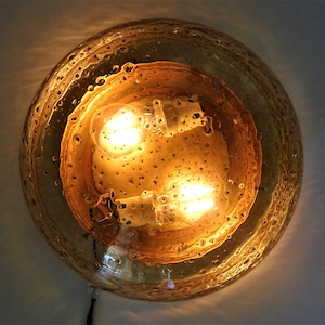 Set / pair wall or ceiling lamps, flush mount, sconce, glass / brass, by Temde Leuchten.