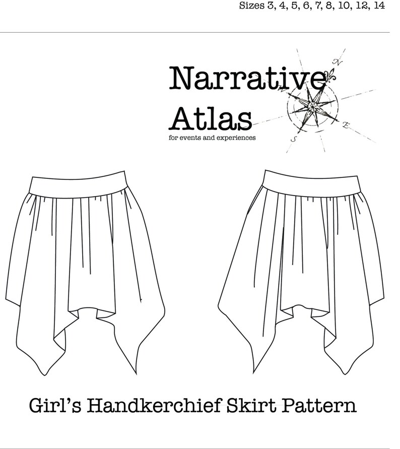 Girl's Handkerchief Hem Skirt PDF Sewing Pattern Etsy