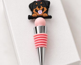 Rottweiler Wine Bottle Stopper Dog Lover Kitchen Bar Accessory