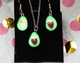 Avocado necklace and earring set