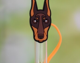 Brown Doberman Straw Cover (10mm cover fit) Made for Stanley type straws