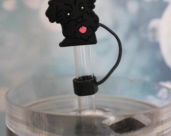 Black Schnauzer Dog Straw Cover – Fits 10mm Stanley-Style Straws