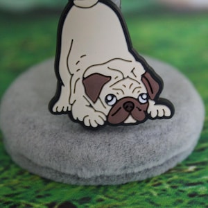 Playful Pug dog shoe charm for clogs (Original design)