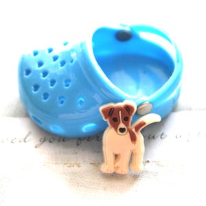 Beige and Brown Jack Russell Terrier dog shoe charm  (Design Updated)