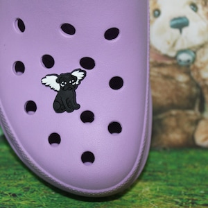 All Black Pug dog with wings shoe charm for clogs