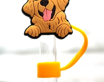 Golden Retriever Straw Topper: For Large Tumbler  Style Straws. Disclaimer Fits 10mm In Size Fits most 40oz Cup Straws. Nothing Smaller.