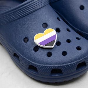 Non-Binary Pride Heart Shoe Charm PVC Clog Decoration LGBTQ Accessory