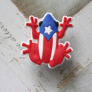 Puerto Rico Coquí Frog Clog Charm – Boricua Shoe Charm – Puerto Rican Flag Clog Charm
