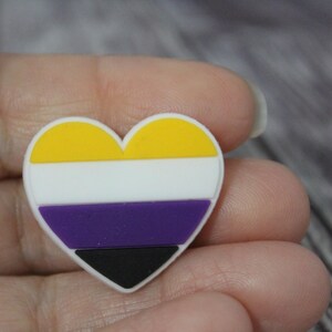 Non-Binary Pride Heart Shoe Charm PVC Clog Decoration LGBTQ Accessory image 4