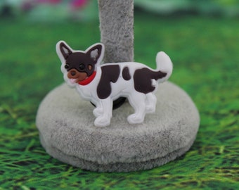Mini Brown and White Chihuahua dog shoe charm ( Original design)