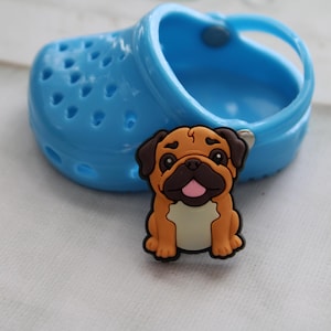 Mini Brown Pug dog shoe charm for clogs