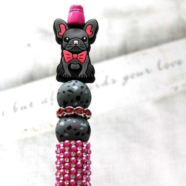 French Bulldog Rhinestone Pen: Sparkly Pink Dog Lover Gift