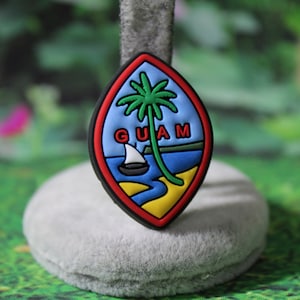 Guam center flag with Red letters shoe charm
