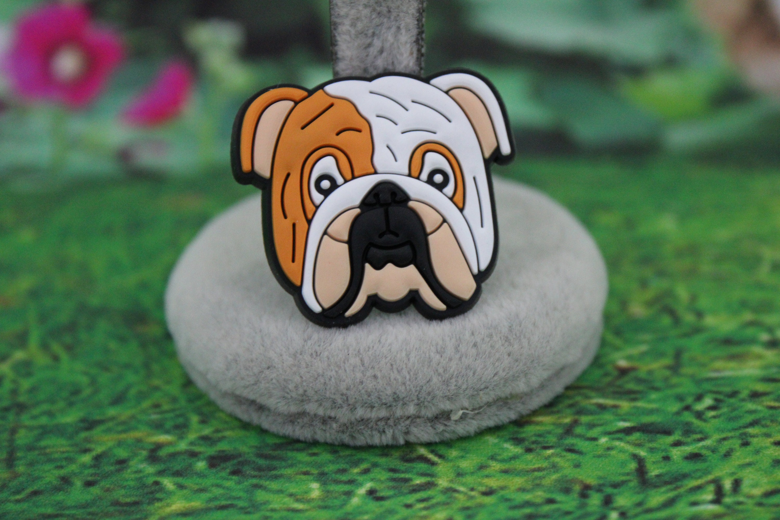 French Bulldog Keychain Bag Charm In Reverse M0n0 Print for Sale