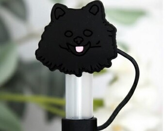 Black Pomeranian Straw Cover for a 10mm fit For Large Tumbler type of straws. Disclaimer Fits MOST 40oz Cup Straws. Nothing Smaller.