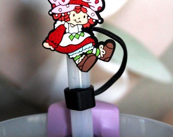 10mm Stanley Straw fit Retro Strawberry Doll Straw Cover. Strawberry Design Cute Tumbler Accessory Made for Stanley type of straws. Unisex.