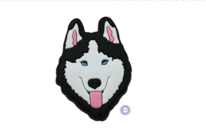 Elevate your clogs with this adorable Black and White Husky dog shoe charm. Made of high-quality materials, perfect for any dog lover. Shop now!