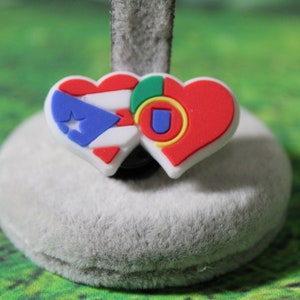 Half Puerto Rico Half Portugal heart shoe charm ( Original design)