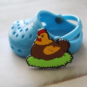 Brown Hen Clog Charm: Farm Chicken Shoe Accessory
