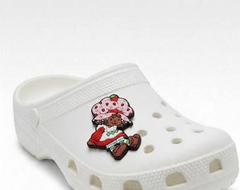 Chocolate Strawberry Doll Clog Charm | Retro Sweet Shoe Accessory | Eco-Friendly Soft PVC Decoration
