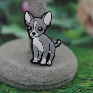 Mini Gray and White Chihuahua dog shoe charm (Original design)