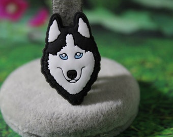 Funny face husky dog shoe charm