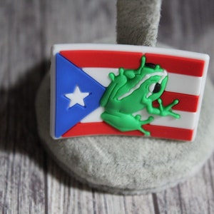 The Original Puerto Rico flag with Coqui frog shoe charm