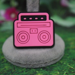 Pink boom box shoe charm for clogs