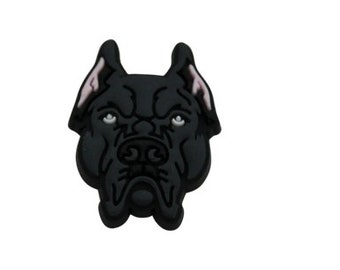 Dark Gray Cane Corso dog with Gray eyes shoe charm for clogs