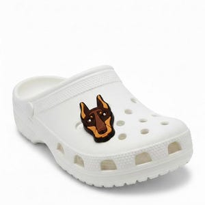 Brown Doberman dog clog charm (Not Made for Beach Bags)