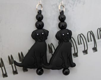 Black Labrador Retriever Dangle Earrings