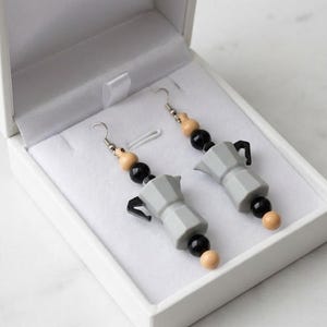 Moka Pot Coffee Dangle Earrings: Lightweight Silicone Jewelry