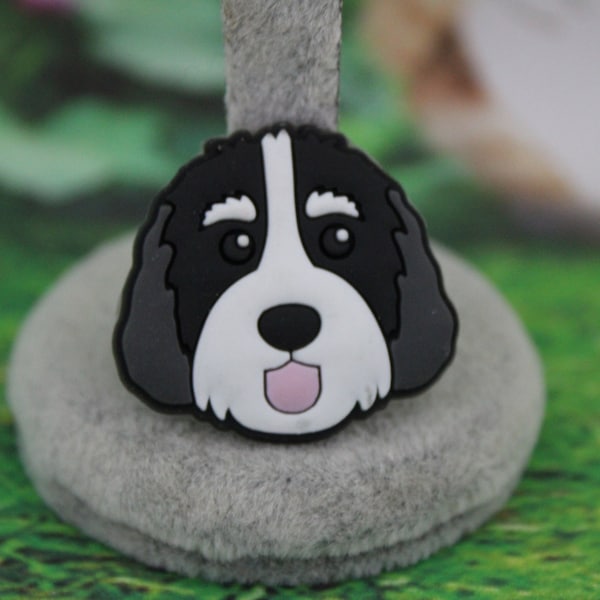 Black and White Bernie doodle dog shoe charm (Original design)