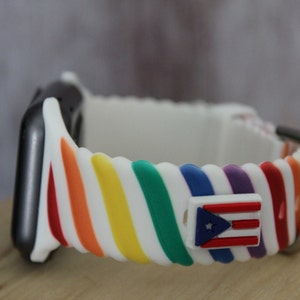 Puerto Rico flag watch charm jewelry (for silicone watch bands. Fits on most smart watch straps ) (Original design)