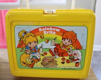 Vintage 1983 Rainbow Brite Thermos Lunchbox Yellow Plastic Hallmark 80s Nostalgia Clean Collectible No Thermos