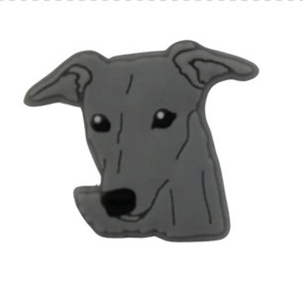 Gray Whippet dog shoe charm for clogs