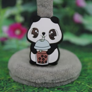 Panda with Boba drink shoe charm