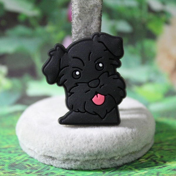 Furry Black Schnauzer  dog shoe charm ( Original design)