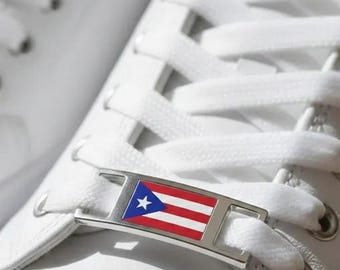 Puerto Rico Flag Shoe Lace Charms 2 Piece Set Boricua Pride Sneaker Jewelry Heritage Gift